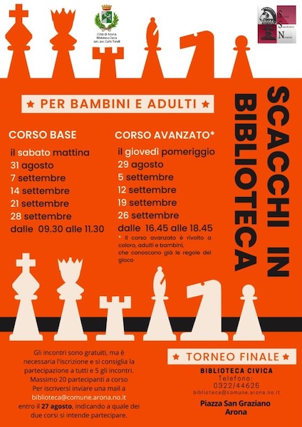 Arona: torna “Scacchi in biblioteca” dal 29 agosto